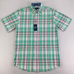 Viyella Shirt‎ Mens Medium Jade Plaid Short Sleeve NWT Preppy Workwear Casual